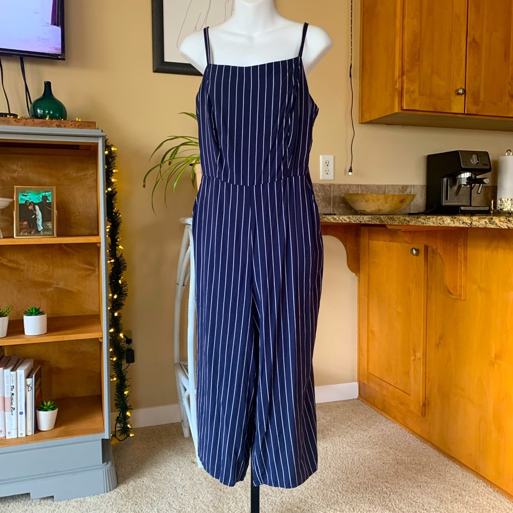 Navy Pinstripe Jumpsuit